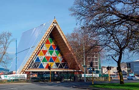 Christchurch’s makeshift cathedral made use of corrugated packaging, allowing Christmas services to run following the 2011 earthquake.