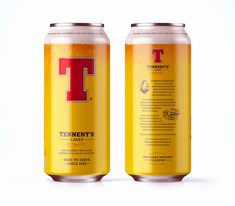 Tennent’s Lager “celebrates the liquid on the inside” with new can design