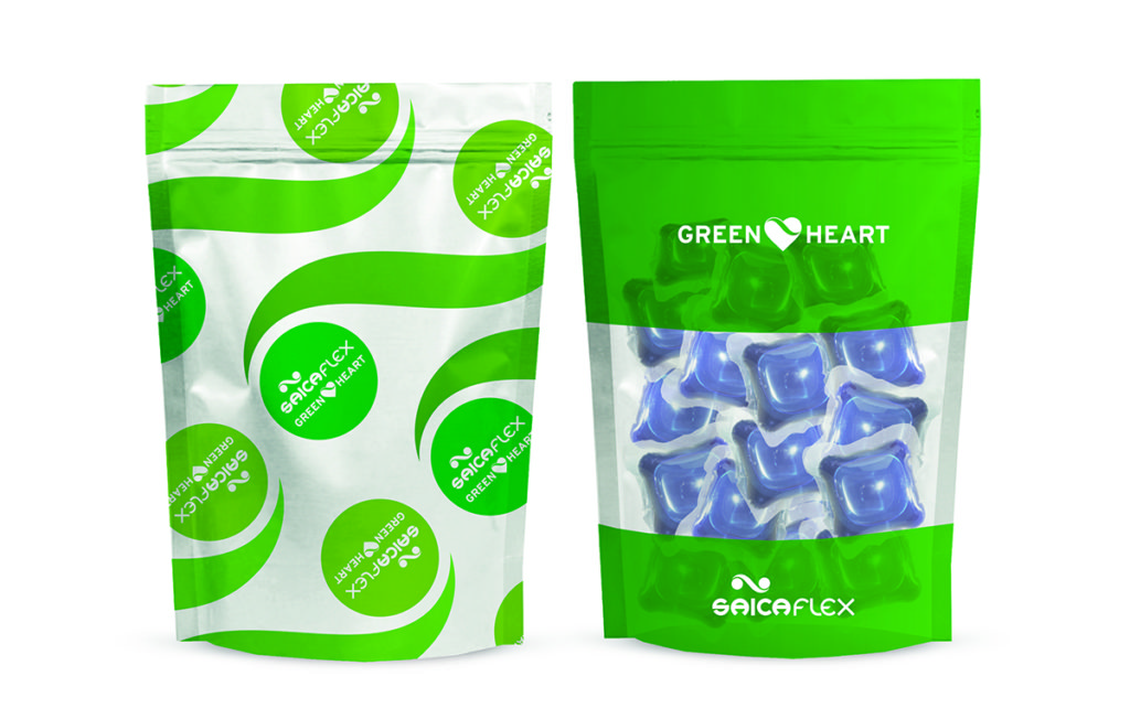 Recycled plastic utilised in detergent pouch GREENHEART_POUCH
