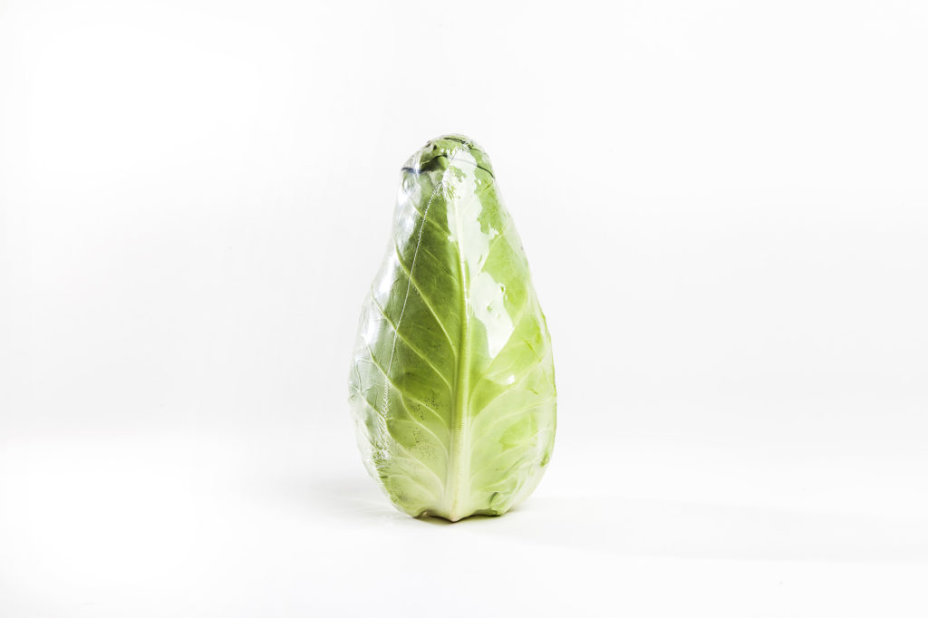 A lettuce wrapped in YPS' B-NAT film