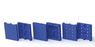 blue pallets in a row