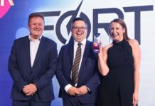 Fortress ‘thrilled’ by further award success for digital testing solutions Fortress sales director Phil Brown and marketing manager Leonie Brown collect the trophy from Automate UK chairman James Causebrook