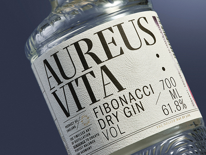 Label on dry gin bottle