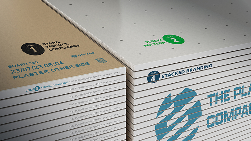 Plasterboard with printed codes