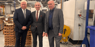 L-R: Sandy Bole (MD of Simpac); Brian O'Sullivan (founder, Zeus Group); and Luke Cobbett (operations and production director of Simpac)