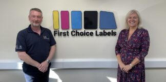 Colin Harbinson (operations director, First Labels) and Zenna Parfaniuk (MD, The Label Makers)