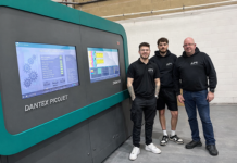 The APS team with the Dantex PicoJet printer