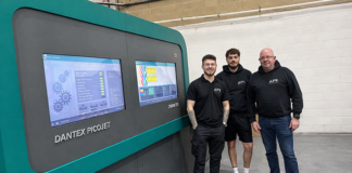 The APS team with the Dantex PicoJet printer