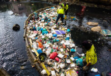 Clean-up operation to prevent plastic pollution in the ocean