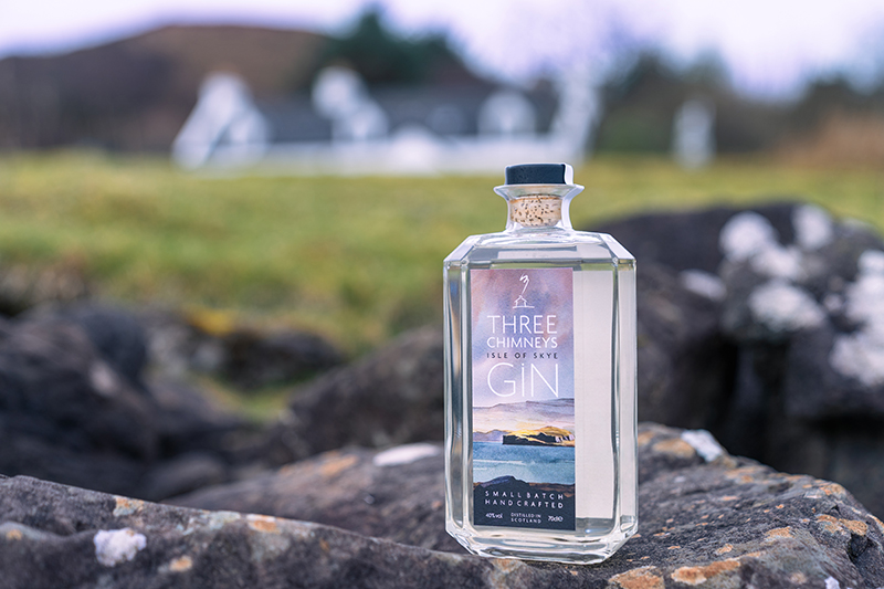 Glass gin bottle