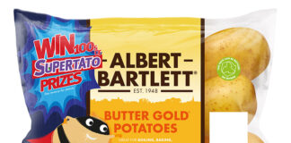 Potato packaging featuring Supertato promotion