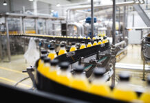 Why process optimisation matters as much as materials for sustainable packaging Bottles on a packaging line