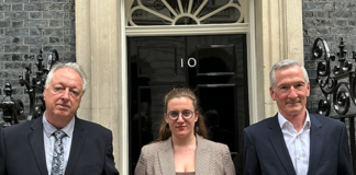 Alliance for Fibre-Based Packaging representatives outside 10 Downing Street