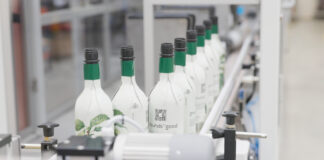 Paper bottles on production line