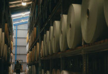 Paper in factory or warehouse setting