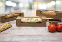 Redesigned kraft baguette boxes offer increased visibility Colpac kraft baguette box