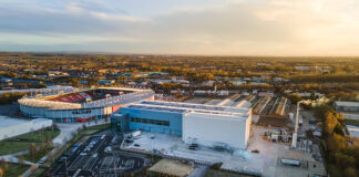 Aerial drone footage of Glass Futures