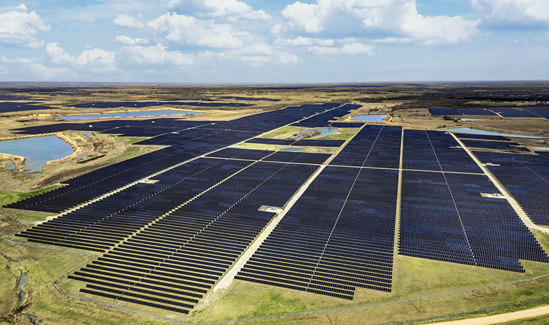 Aerial view of solar panels