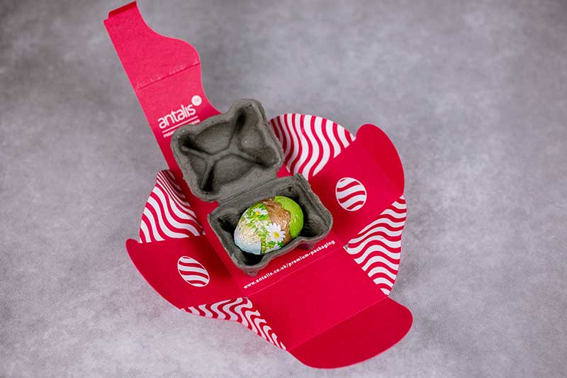 Chocolate egg packaging opened up