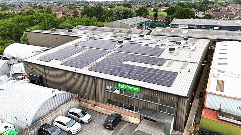 Polyformes factory with solar panels on roof