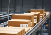 Boxes on production line