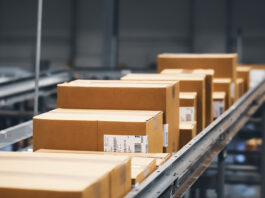Boxes on production line