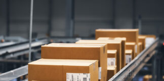 Boxes on production line