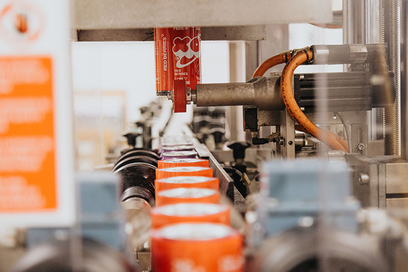 Drink products on production line