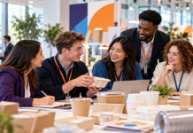 Young professionals chatting
